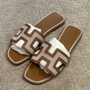 Authentic Hermes Oran 39 Noisette Beige Dore